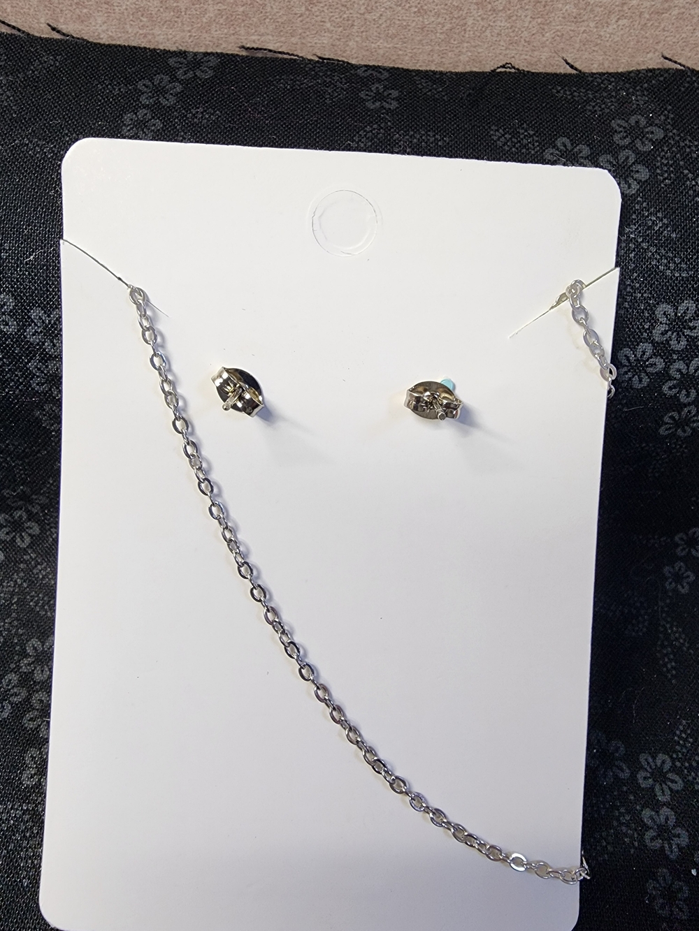 Mint Silver Music Note Necklace & Stud Earring Set - Picture 2 of 2